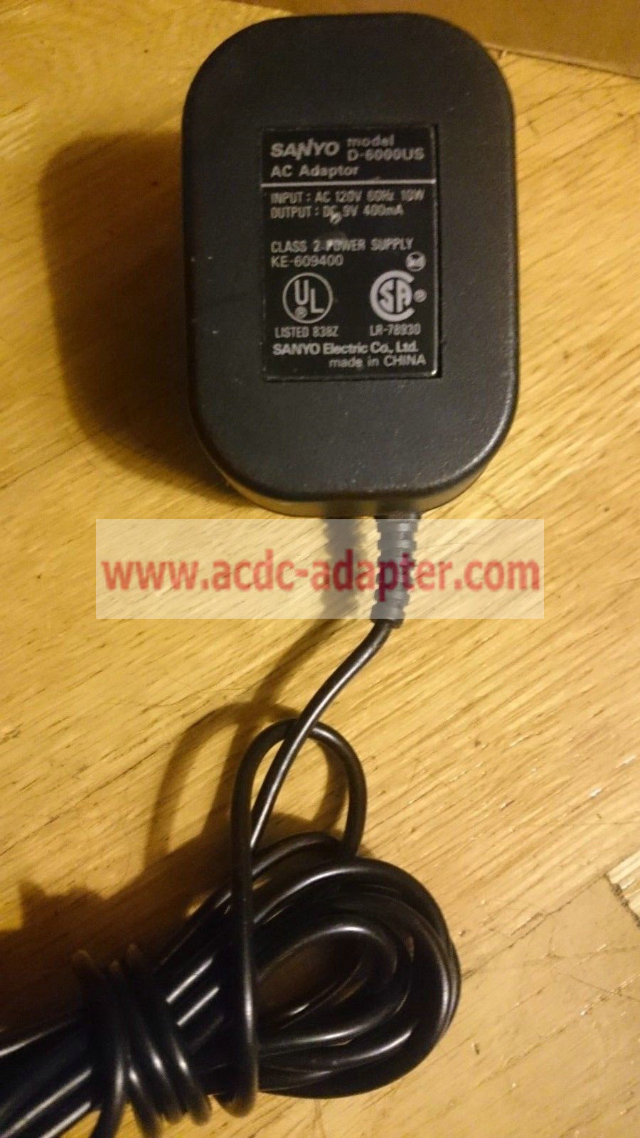New SANYO D-6000US 9VDC 400mA AC Power Adapter For Sanyo Microcassette Transcriber